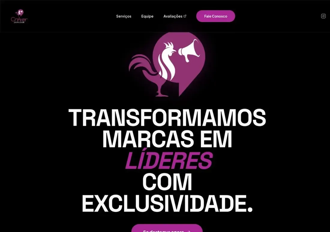 Página inicial do site Criaker