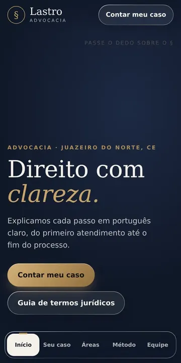 Estudo Lastro Advocacia aberto no celular